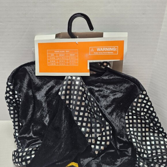 New Child Boy Costume Warrior King Knight Black Armor Silver Tunic Boot tops L - Picture 5 of 8